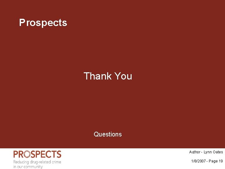 Prospects Thank You Questions Author - Lynn Oates 1/8/2007 - Page 19 