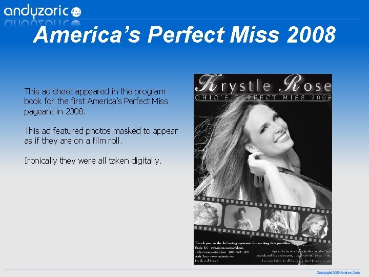 America’s Perfect Miss 2008 This ad sheet appeared in the program book for the America’s Perfect Miss 2008 This ad sheet appeared in the program book for the