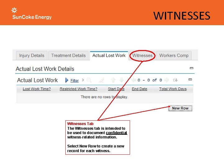 WITNESSES Witnesses Tab The Witnesses tab is intended to be used to document confidential WITNESSES Witnesses Tab The Witnesses tab is intended to be used to document confidential