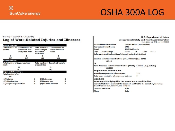 OSHA 300 A LOG OSHA 300 A LOG
