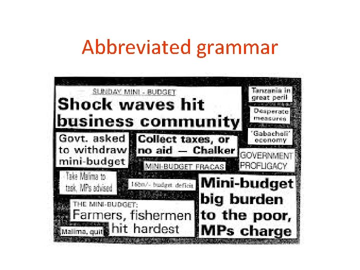 Abbreviated grammar 