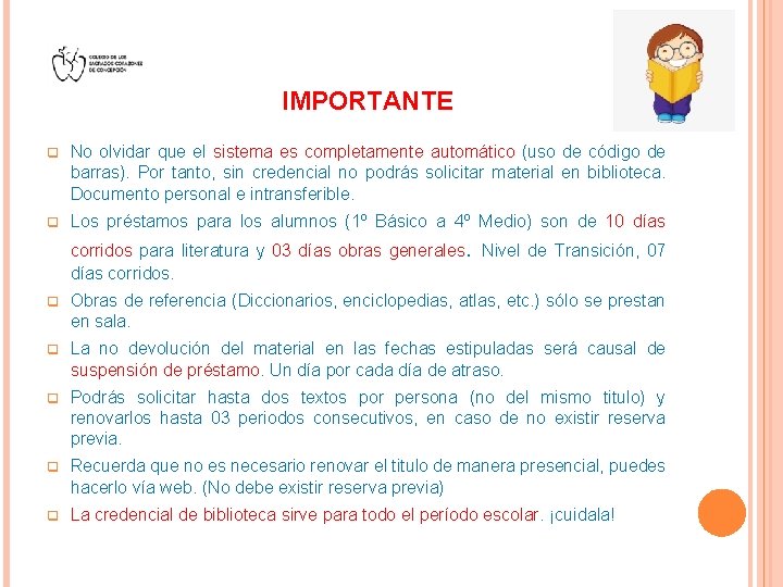 IMPORTANTE q No olvidar que el sistema es completamente automático (uso de código de