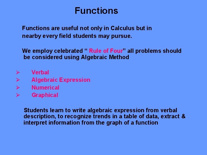 Introduction Modeling Functions and Graphs Modeling The ability