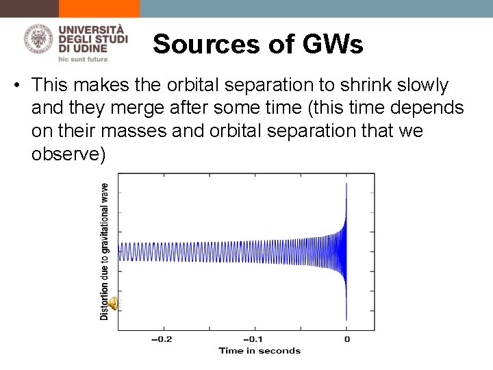 Sources of GWs • This makes the orbital separation to shrink slowly and they