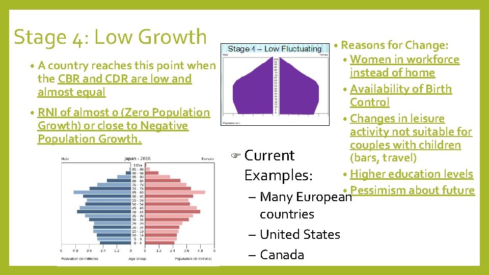 Stage 4: Low Growth • Reasons for Change: • Women in workforce • A