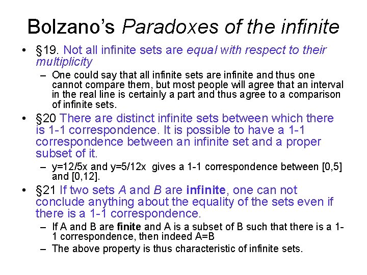 Bolzano’s Paradoxes of the infinite • § 19. Not all infinite sets are equal