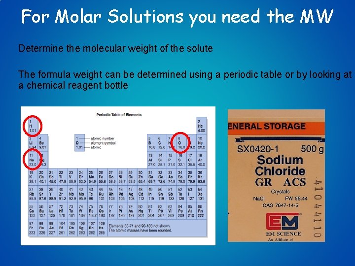 For Molar Solutions you need the MW Determine the molecular weight of the solute