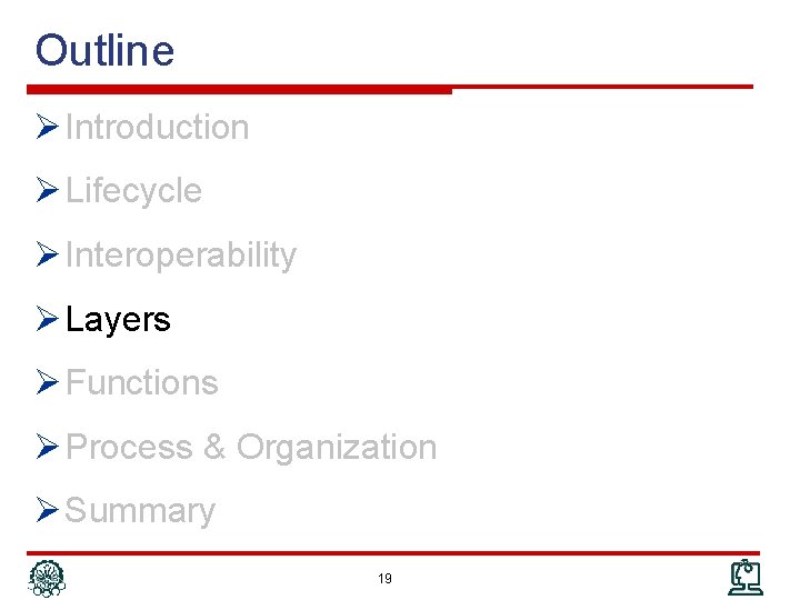 Outline Ø Introduction Ø Lifecycle Ø Interoperability Ø Layers Ø Functions Ø Process &