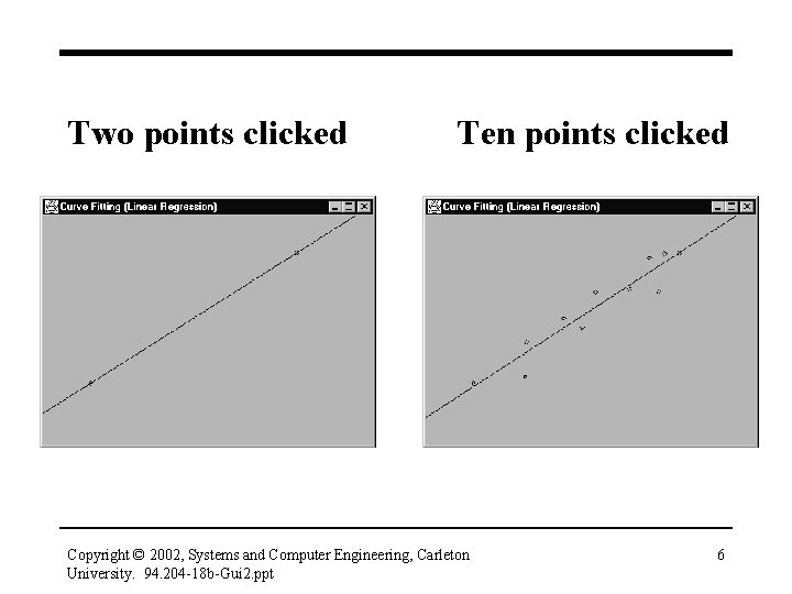 Two points clicked Ten points clicked Copyright © 2002, Systems and Computer Engineering, Carleton