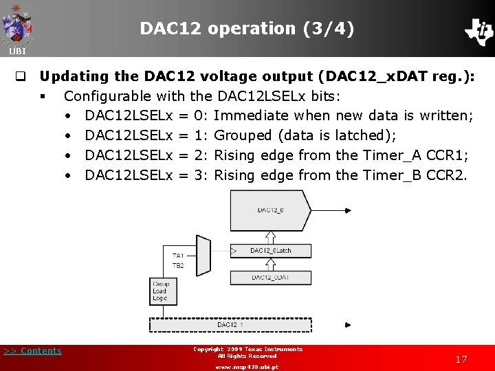 DAC 12 operation (3/4) UBI q Updating the DAC 12 voltage output (DAC 12_x.