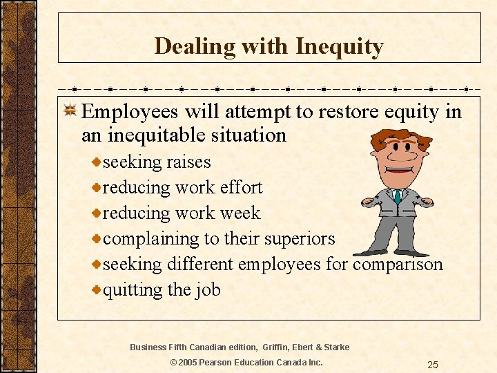 Dealing with Inequity Employees will attempt to restore equity in an inequitable situation seeking