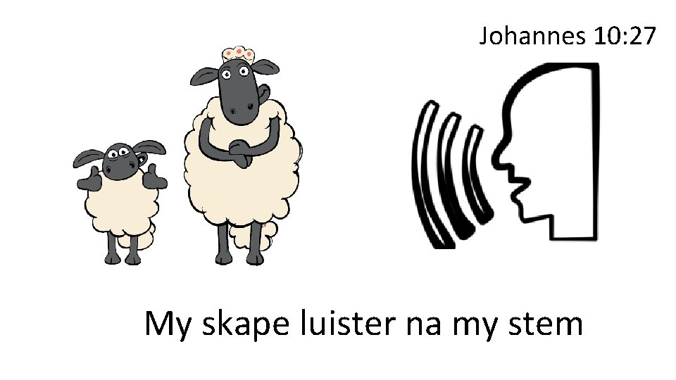 Johannes 10: 27 My skape luister na my stem 