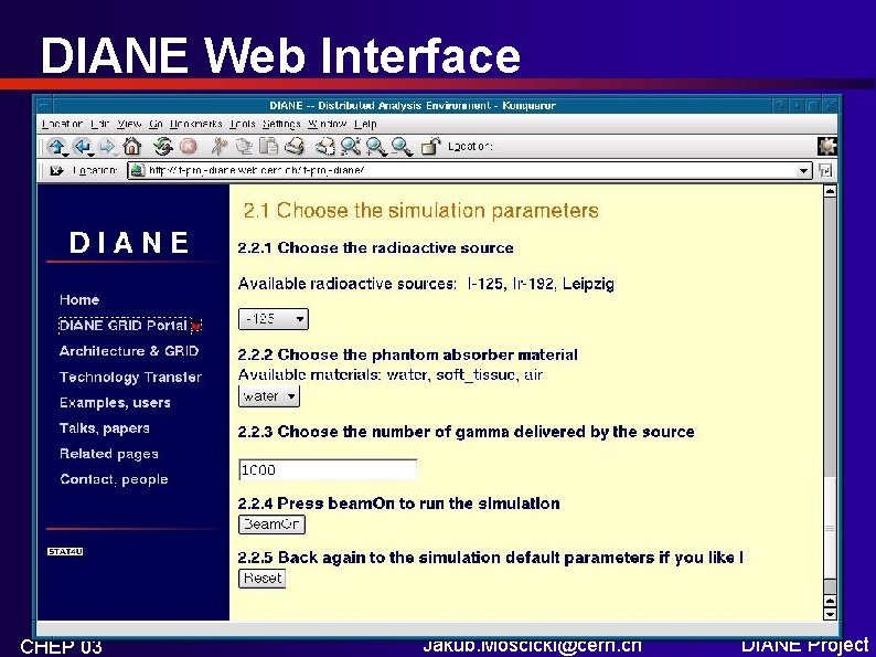 DIANE Web Interface CHEP 03 Jakub. Moscicki@cern. ch DIANE Project 