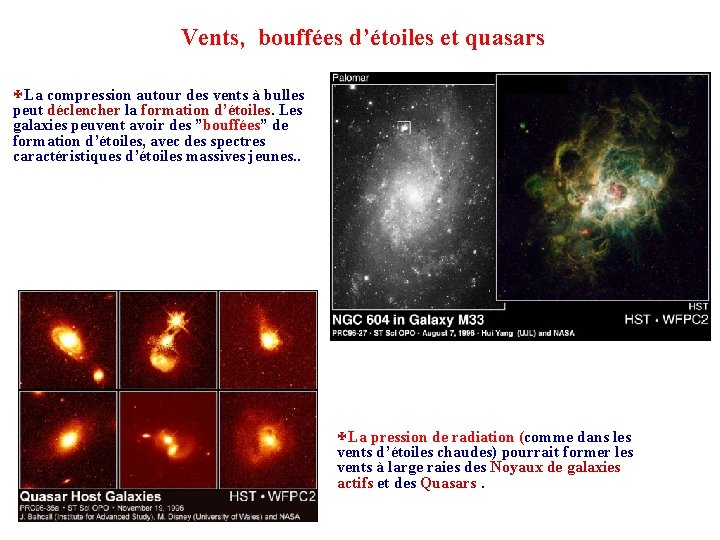 Vents, bouffées d’étoiles et quasars XLa compression autour des vents à bulles peut déclencher