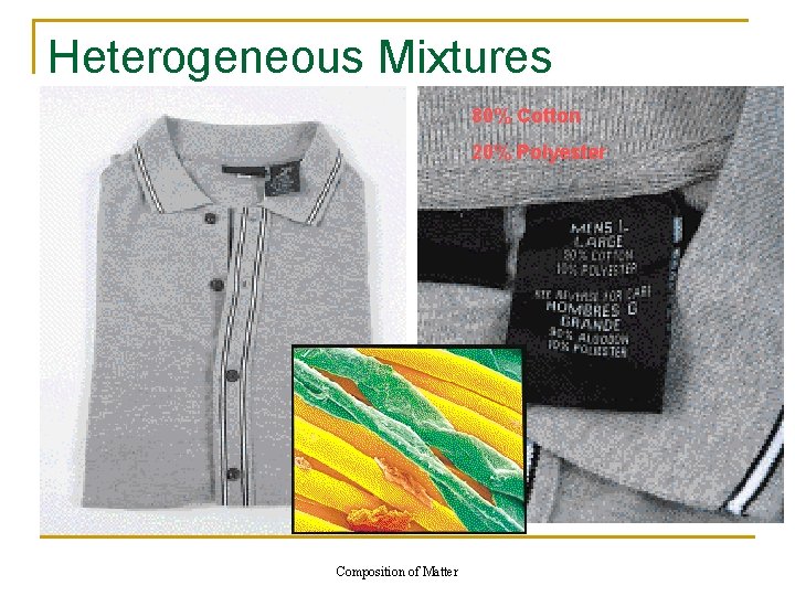 Heterogeneous Mixtures 80% Cotton 20% Polyester Composition of Matter 