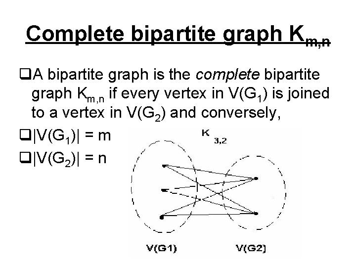 Complete bipartite graph Km, n q. A bipartite graph is the complete bipartite graph