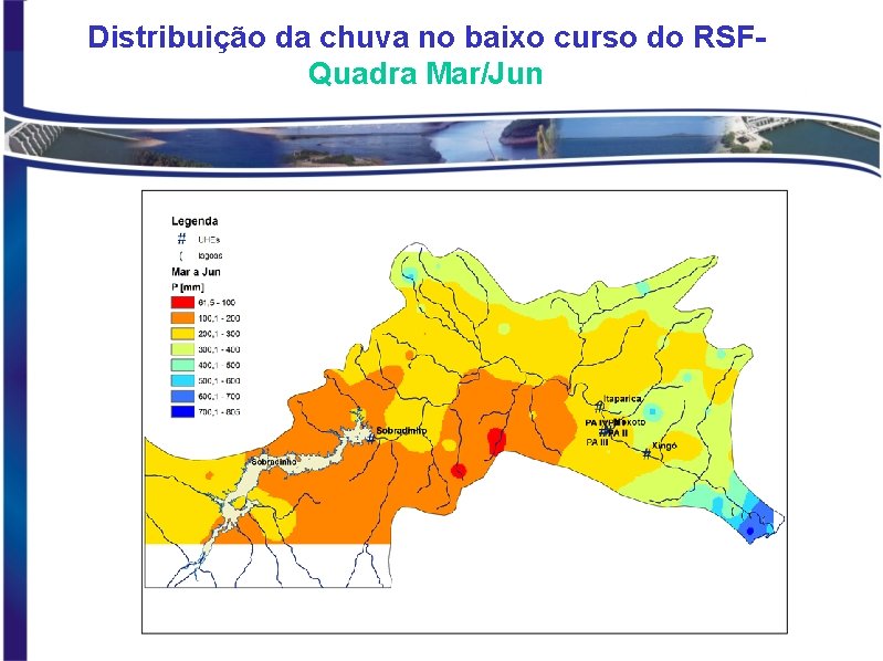 Distribuição da chuva no baixo curso do RSFQuadra Mar/Jun 