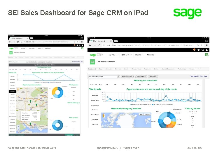SEI Sales Dashboard for Sage CRM on i. Pad Sage Business Partner Conference 2016