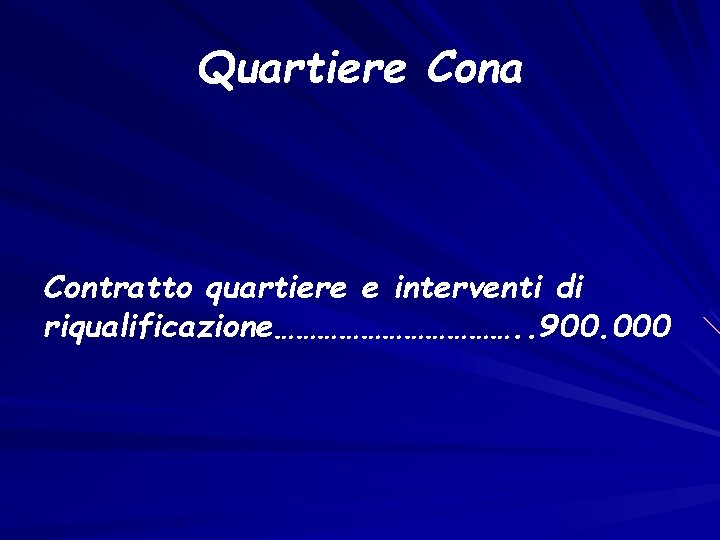 Quartiere Cona Contratto quartiere e interventi di riqualificazione………………. . 900. 000 