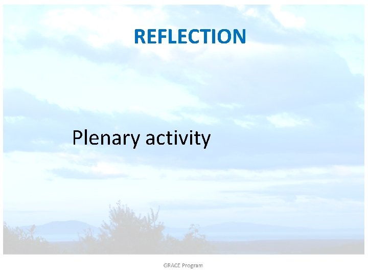 REFLECTION Plenary activity 