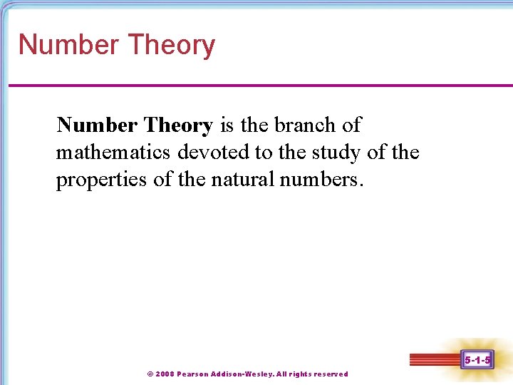 Number Theory is the branch of mathematics devoted to the study of the properties