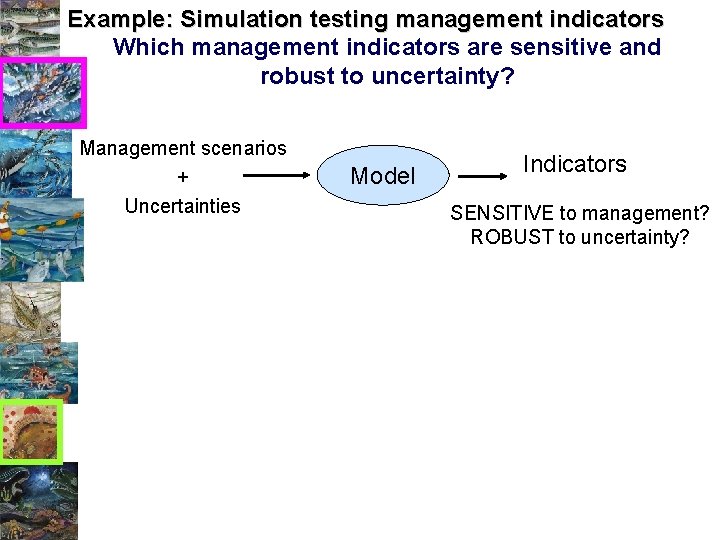 Example: Simulation testing management indicators Which management indicators are sensitive and robust to uncertainty?