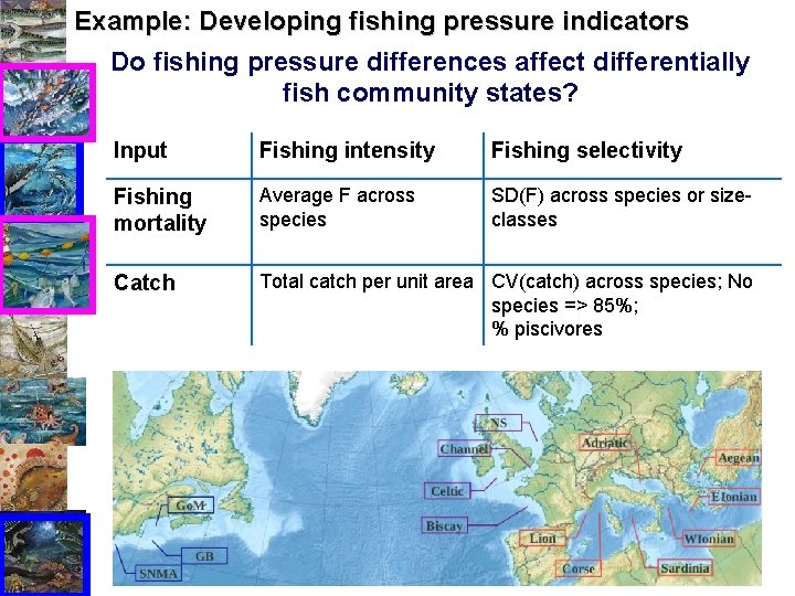 Example: Developing fishing pressure indicators Do fishing pressure differences affect differentially fish community states?