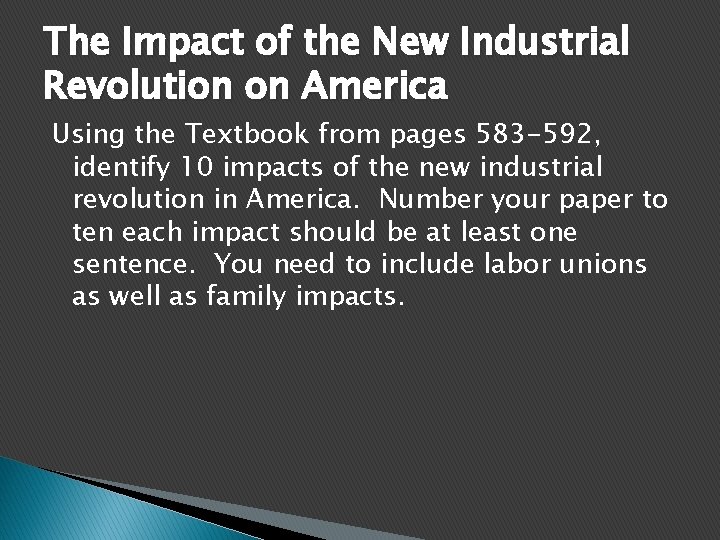 The Impact of the New Industrial Revolution on America Using the Textbook from pages