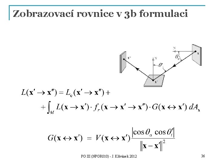 Zobrazovací rovnice v 3 b formulaci PG III (NPGR 010) - J. Křivánek 2012