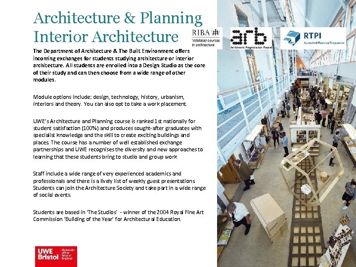 Architecture & Planning Interior Architecture The Department of Architecture & The Built Environment offers
