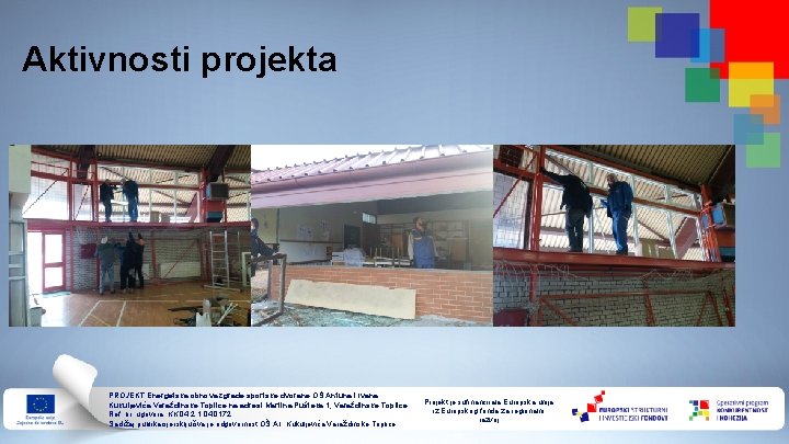 Aktivnosti projekta PROJEKT Energetska obnova zgrade sportske dvorane OŠ Antuna i Ivana Kukuljevića Varaždinske
