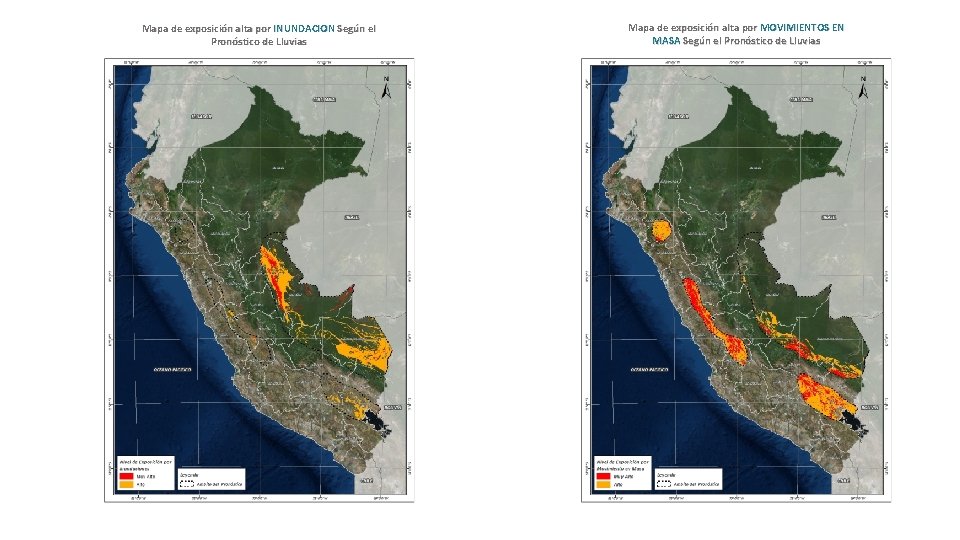 Mapa de exposición alta por INUNDACION Según el Pronóstico de Lluvias Mapa de exposición