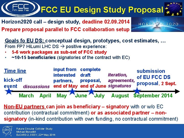 FCC EU Design Study Proposal Horizon 2020 call – design study, deadline 02. 09.