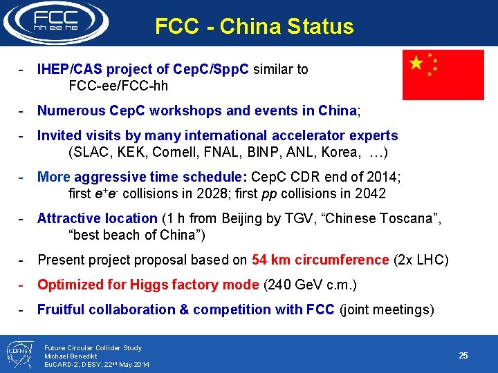 FCC - China Status - IHEP/CAS project of Cep. C/Spp. C similar to FCC-ee/FCC-hh
