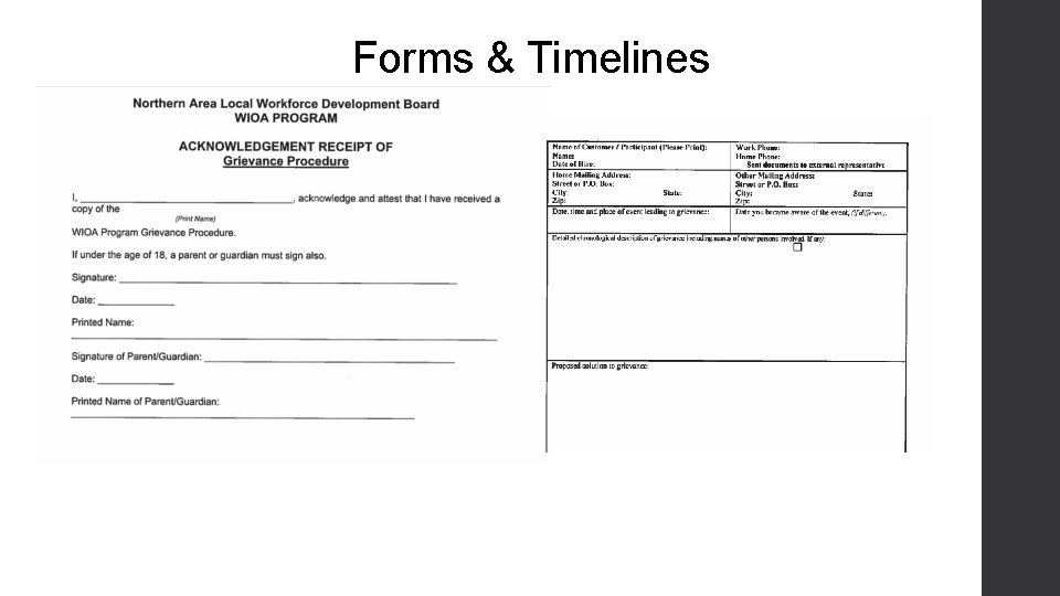 Forms & Timelines 
