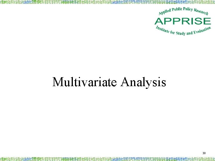 Multivariate Analysis 30 