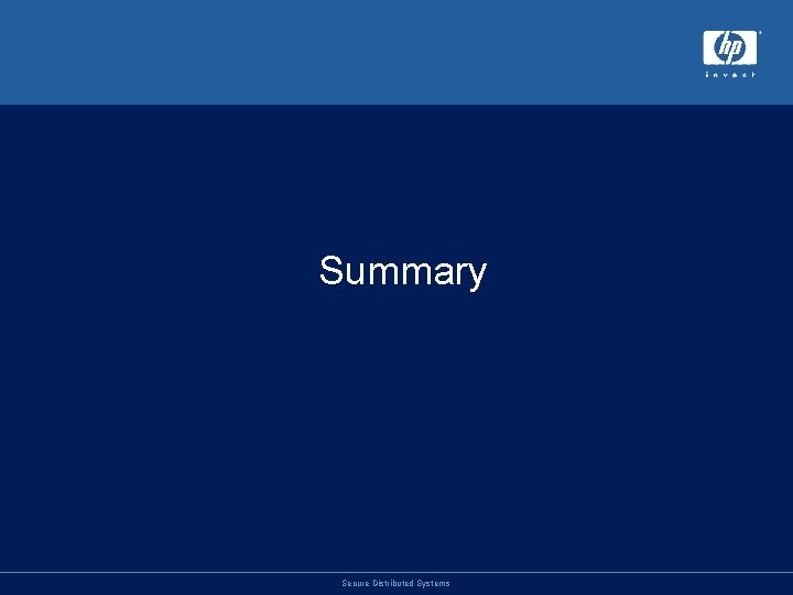 Summary Secure Distributed Systems 