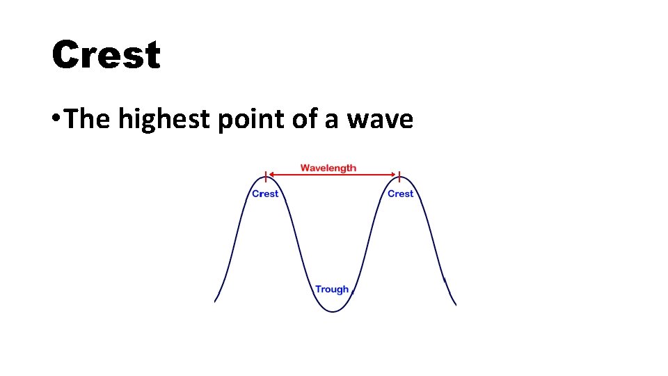 Crest • The highest point of a wave 