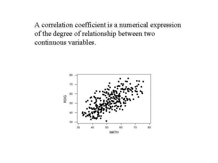 A correlation coefficient is a numerical expression of the degree of relationship between two