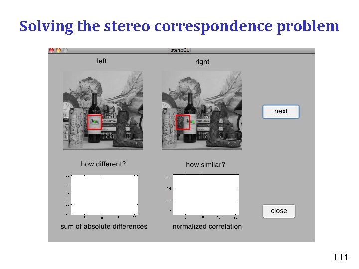 Solving the stereo correspondence problem 1 -14 
