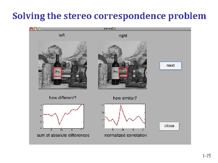 Solving the stereo correspondence problem 1 -15 