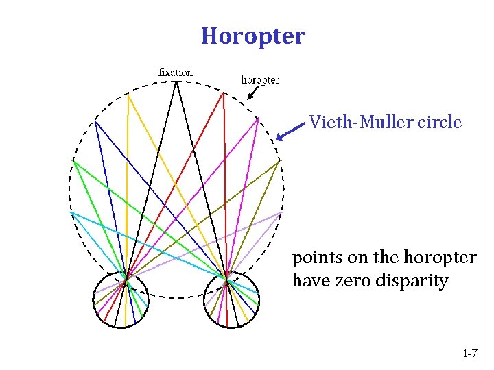 Horopter Vieth-Muller circle points on the horopter have zero disparity 1 -7 