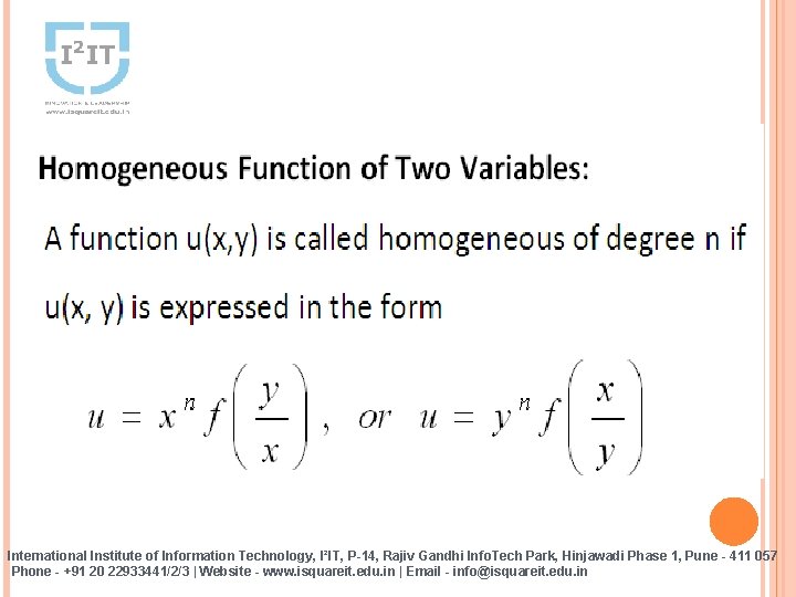 International Institute of Information Technology, I²IT, P-14, Rajiv Gandhi Info. Tech Park, Hinjawadi Phase