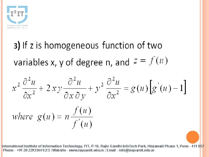 International Institute of Information Technology, I²IT, P-14, Rajiv Gandhi Info. Tech Park, Hinjawadi Phase