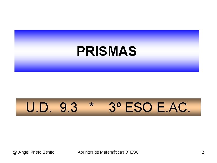 PRISMAS U. D. 9. 3 * @ Angel Prieto Benito 3º ESO E. AC.