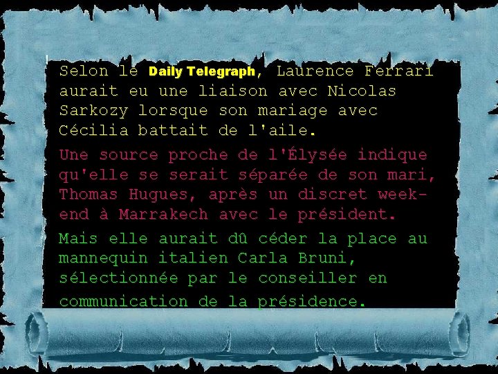 Selon le Daily Telegraph, Laurence Ferrari aurait eu une liaison avec Nicolas Sarkozy lorsque