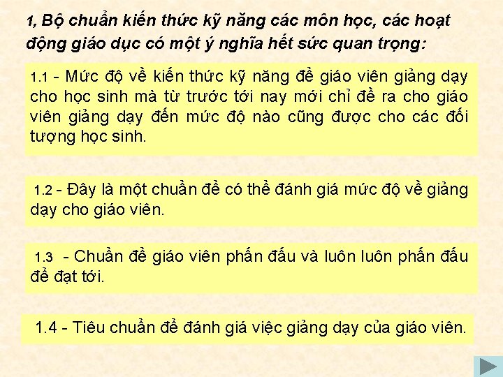 1, Bộ chuẩn kiến thức kỹ năng các môn học, các hoạt động giáo