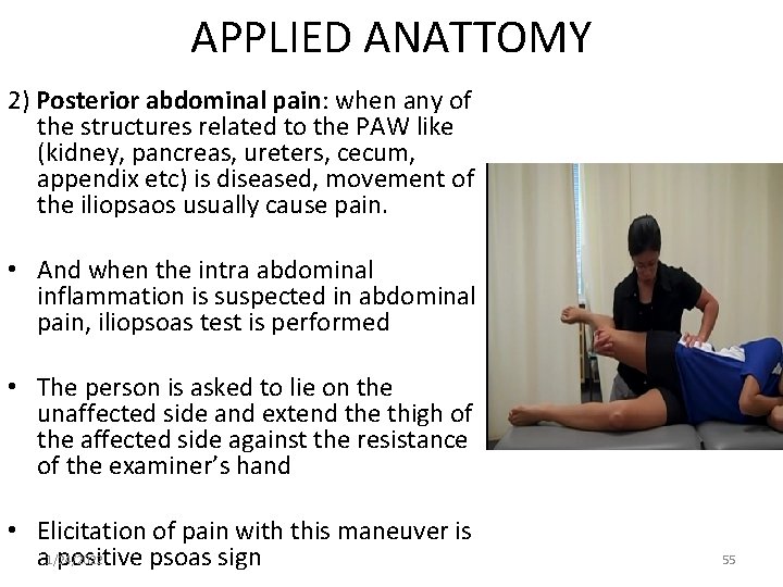 APPLIED ANATTOMY 2) Posterior abdominal pain: when any of the structures related to the