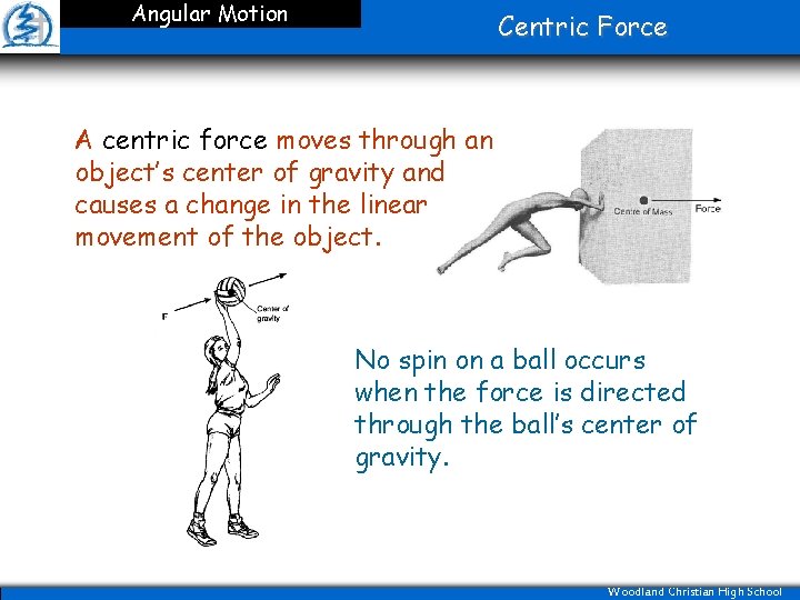 Angular Motion Centric Force A centric force moves through an object’s center of gravity