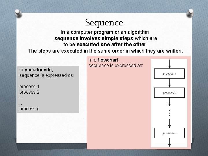 Sequence In a computer program or an algorithm, sequence involves simple steps which are Sequence In a computer program or an algorithm, sequence involves simple steps which are